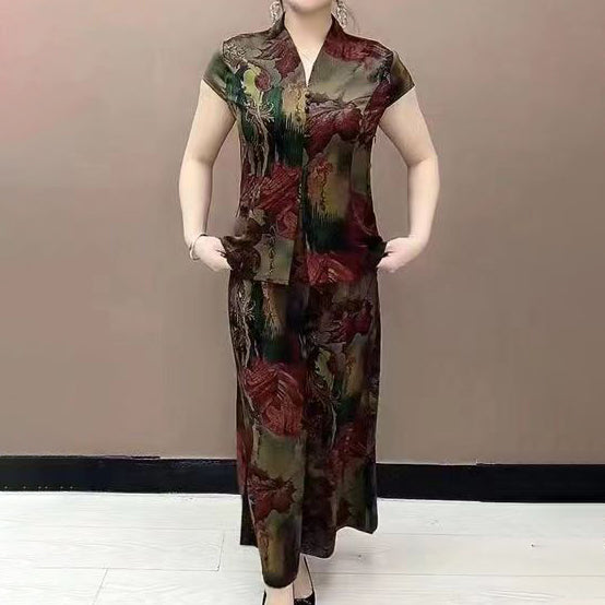 Hanitii 2023 Summer New Style All Over Print Cap Sleeve Blouses  Floral Loose Suit Women's Plus Size Clothes HASU006
